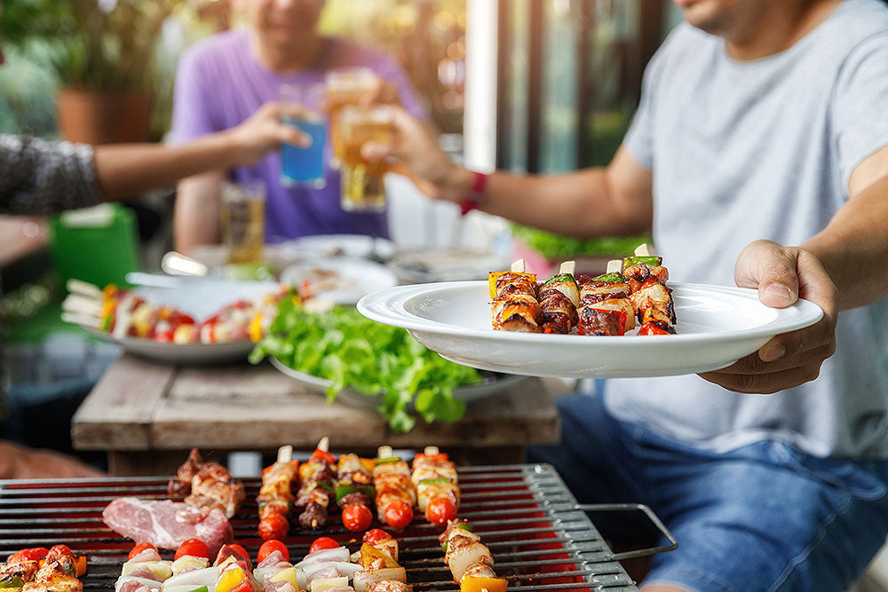 Savor Grilled Shrimp Over Orzo Salad for a Delightful Meal