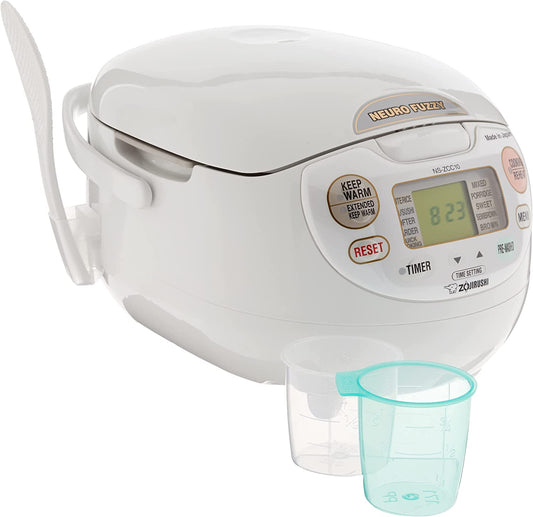 Zojirushi NS-ZCC10 5-1/2-Cup Neuro Fuzzy Rice Cooker and Warmer, Premium White