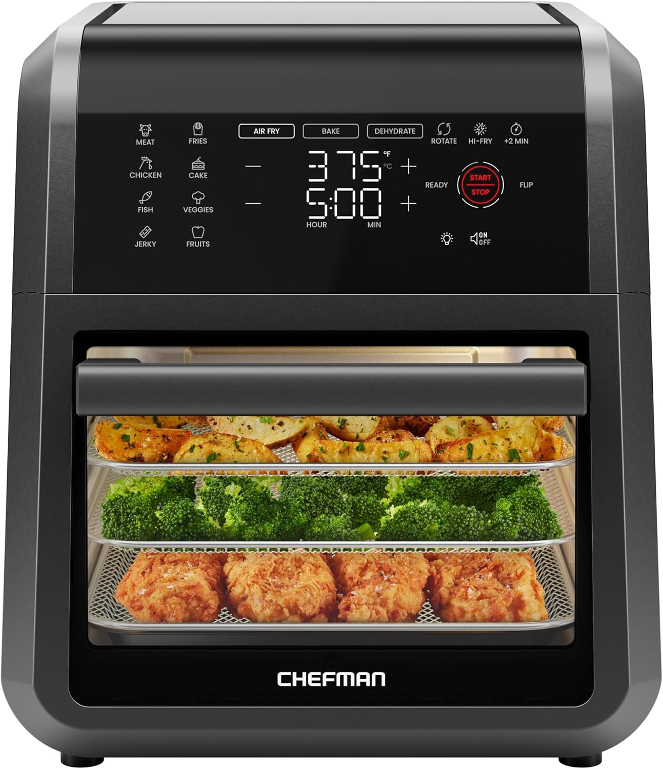 Chefman 12-Quart 6-In-1 Air Fryer Oven with Digital Timer, Touchscreen, and 12 Presets - Family Size Countertop Convection Oven, Dishwasher-Safe Parts