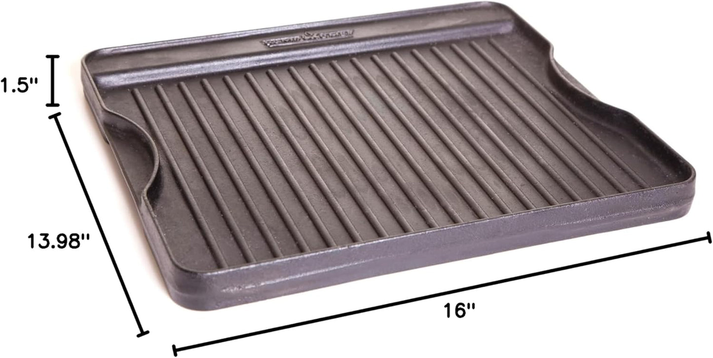 Camp Chef Reversible Griddle - Cast Iron Griddle for Outdoor Cooking & Camping Gear - 14" X 16"