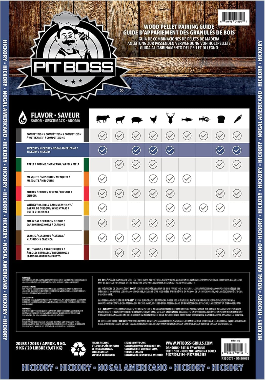 Pit Boss (20 Pound Hickory Blend) All Natural Hardwood BBQ Wood Pellets for Pellet Grills and Smokers