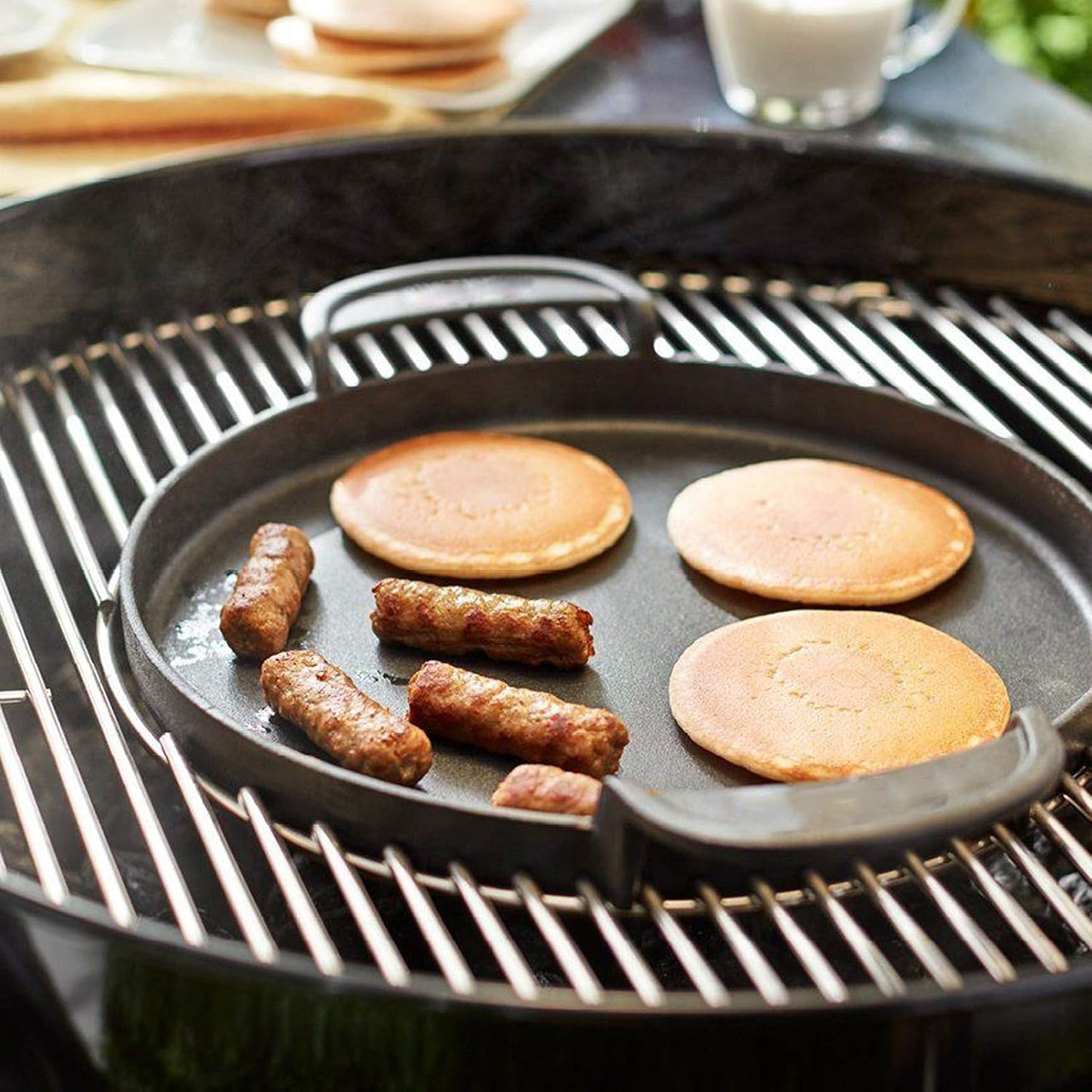 7421 Enameled Cast Iron 12" Gourmet BBQ System Griddle Replacement Parts for Weber Original Kettle Premium 22-Inch Charcoal Grill, 22'' Smokers, Performer Premium Grill