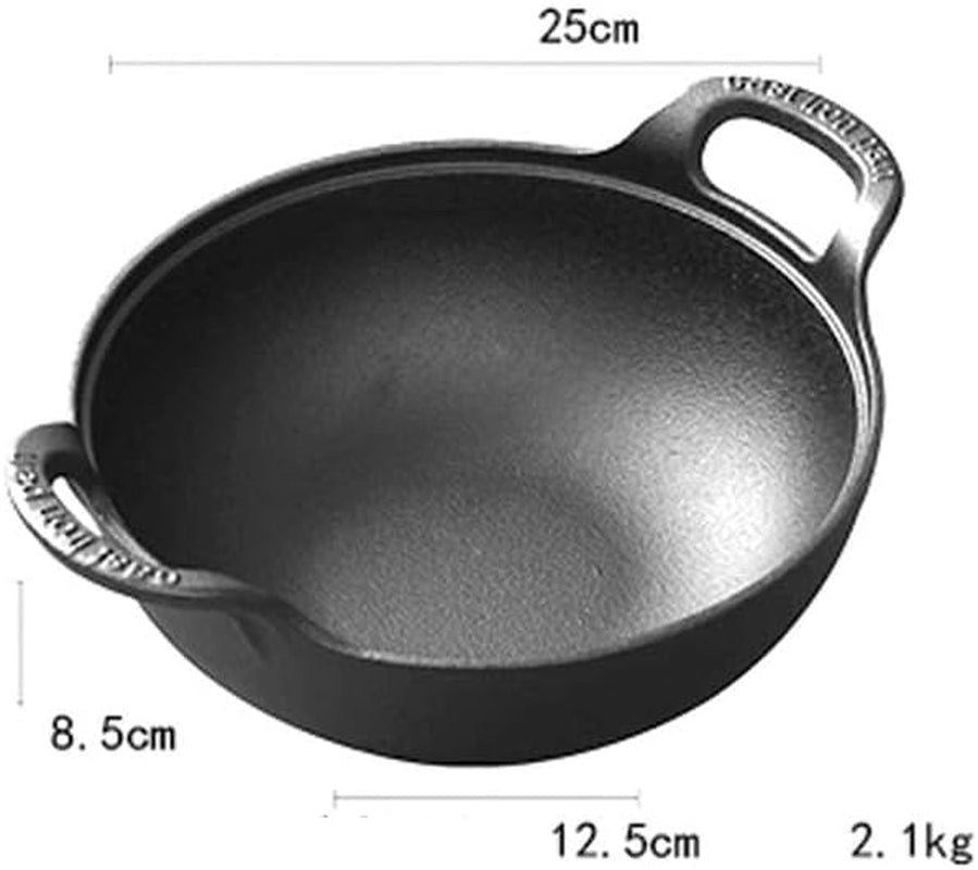 Cast Iron Wok with Handles, Pre-Seasoned Cast Iron Grilling Wok, Use in the Oven, on the Stove, or on the Grill (10 Inch)