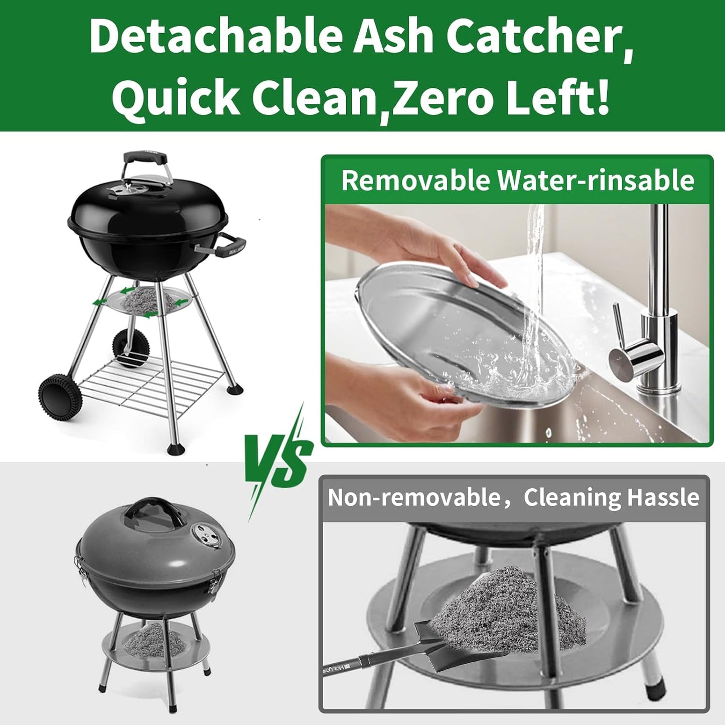 BEAU JARDIN 18 Inch BBQ Charcoal Grill for Outdoor Cooking Portable Smoker Camping Barbecue Coal Kettle Heat Preservation Dual Venting System Heavy Duty with Thickened Wheels for Small Patio Backyard
