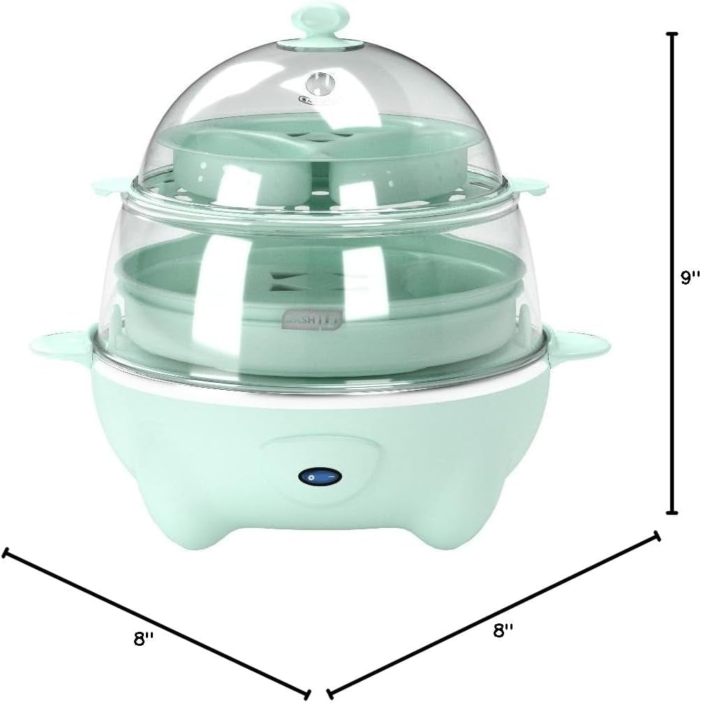 DASH Deluxe Rapid Egg Cooker for Hard Boiled, Poached, Scrambled Eggs, Omelets, Steamed Vegetables, Dumplings & More, 12 Capacity, with Auto Shut off Feature - Aqua