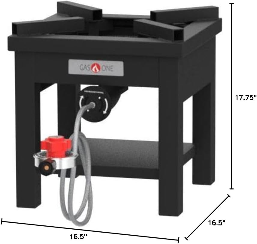 Gasone 275,000 BTU Propane Burner Cooker with Regulator with Steel Braided Hose for Outdoor Cooking, Turkey Fry