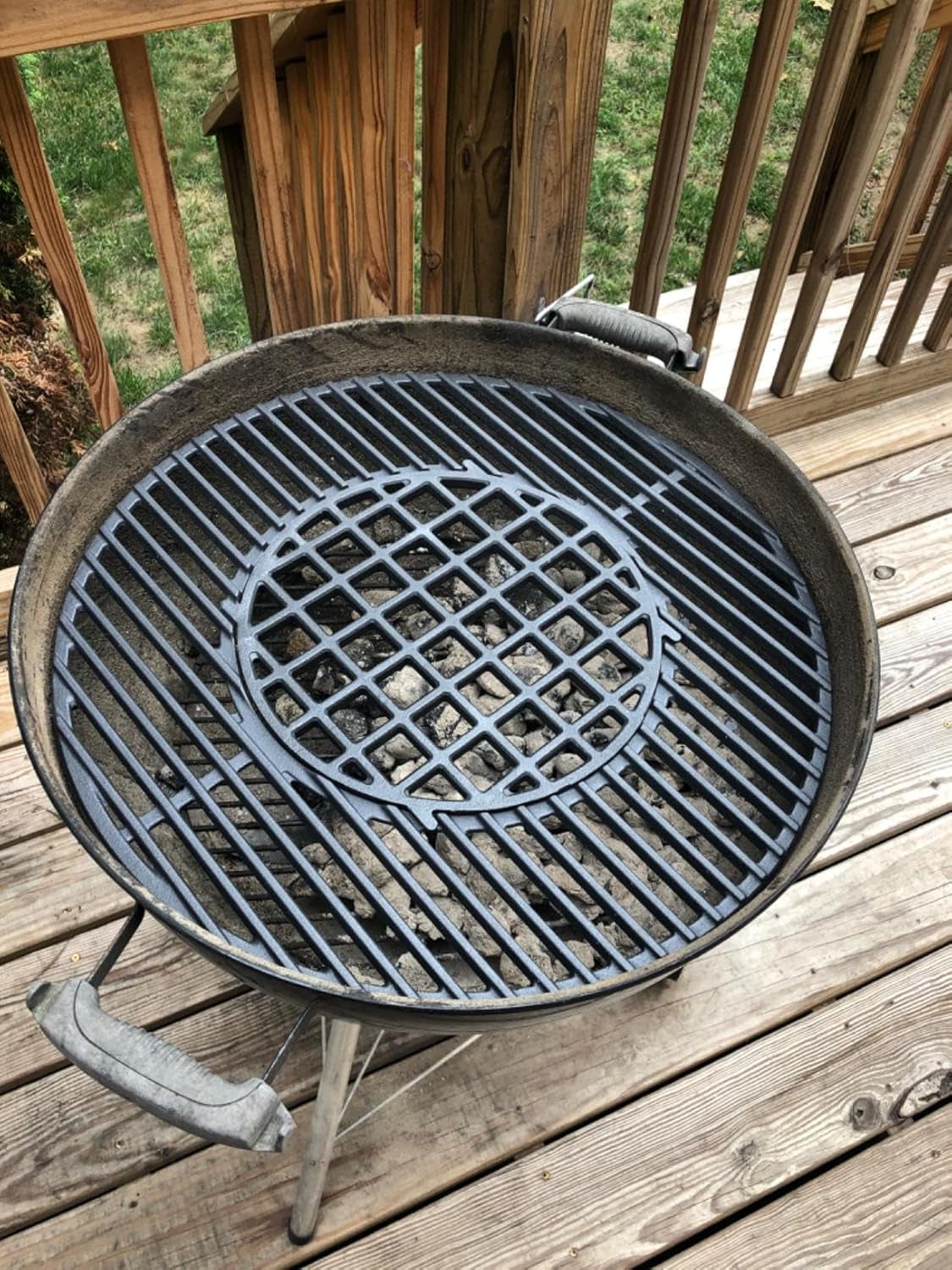 8835 round Grill Grate for Weber Platinum 22" Kettle Grill Accessories, for Weber Gourmet BBQ System Hinged Cooking Grate,22.5'' Weber Charcoal Grills, Master-Touch 22'' Kettle,Smokers,Matte Cast Iron