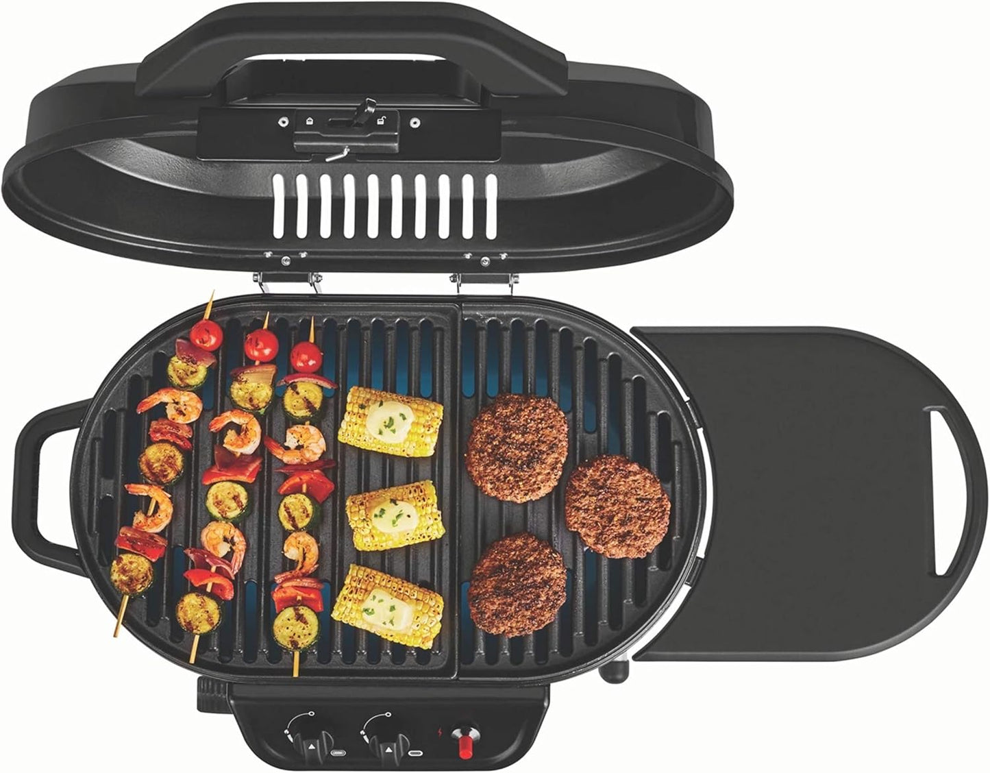 Coleman Roadtrip 225 Portable Stand-Up Propane Grill Gas Grill with Push-Button Starter Folding Legs & Wheels Side Table & 11000 Btus of Power for Camping Tailgating Grilling & More