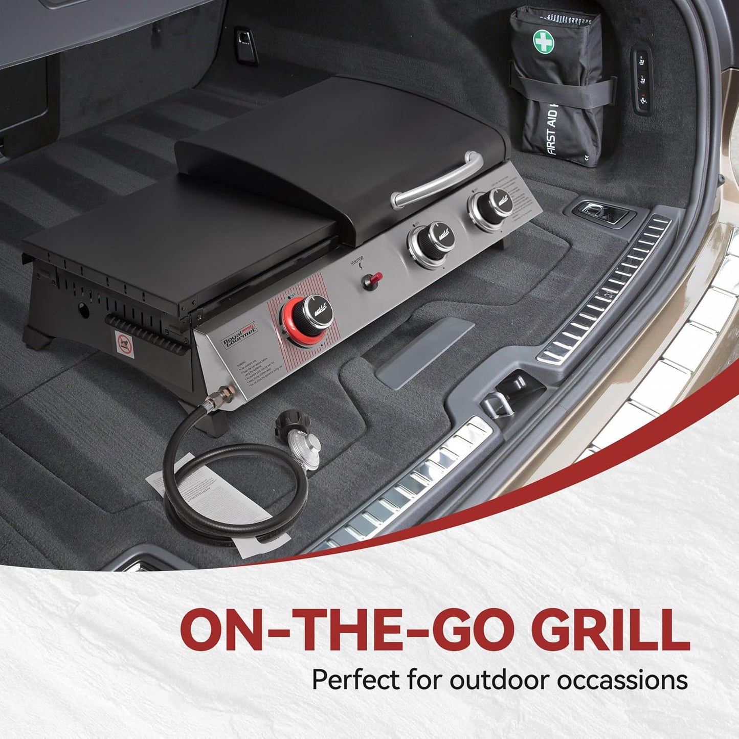 Royal Gourmet PD1305H 3-Burner Propane Gas Grill and Griddle Combo with Lid, 3-In-1 Grill Griddle Combo with 29,000 Btus Output for Outdoor Cooking, 364 Sq. In. Cooking Area, Silver & Black