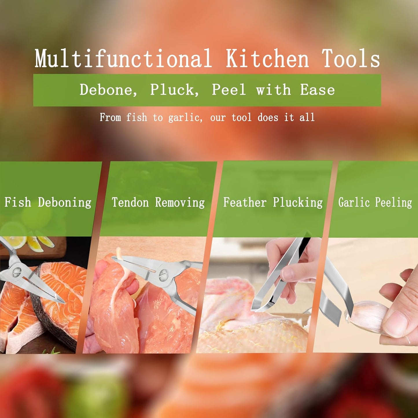Fish Bone Pliers/Tweezers 304 Food Grade Stainless Steel Deboning Tool Kit for All Kinds of Fish