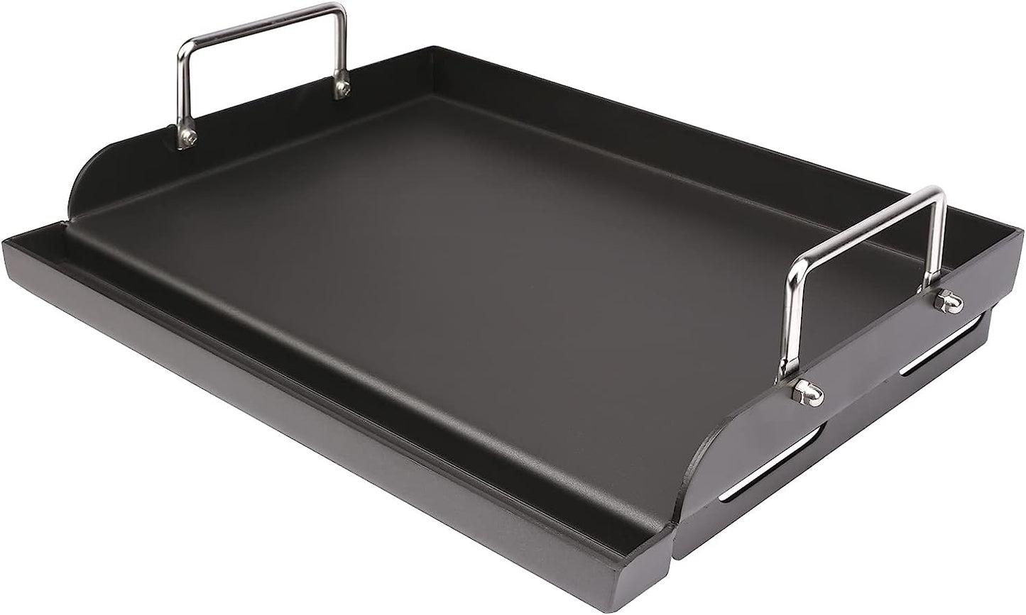 Griddle for Gas Grill, Flat Top Cast Iron Griddle Insert for Outdoor Gas Grill, 17" X13" Nonstick Coating Cooking Skillet Pan Teppanyaki for Weber Charbroil Camp Chef and Gas/Charcoal/Electric Grill