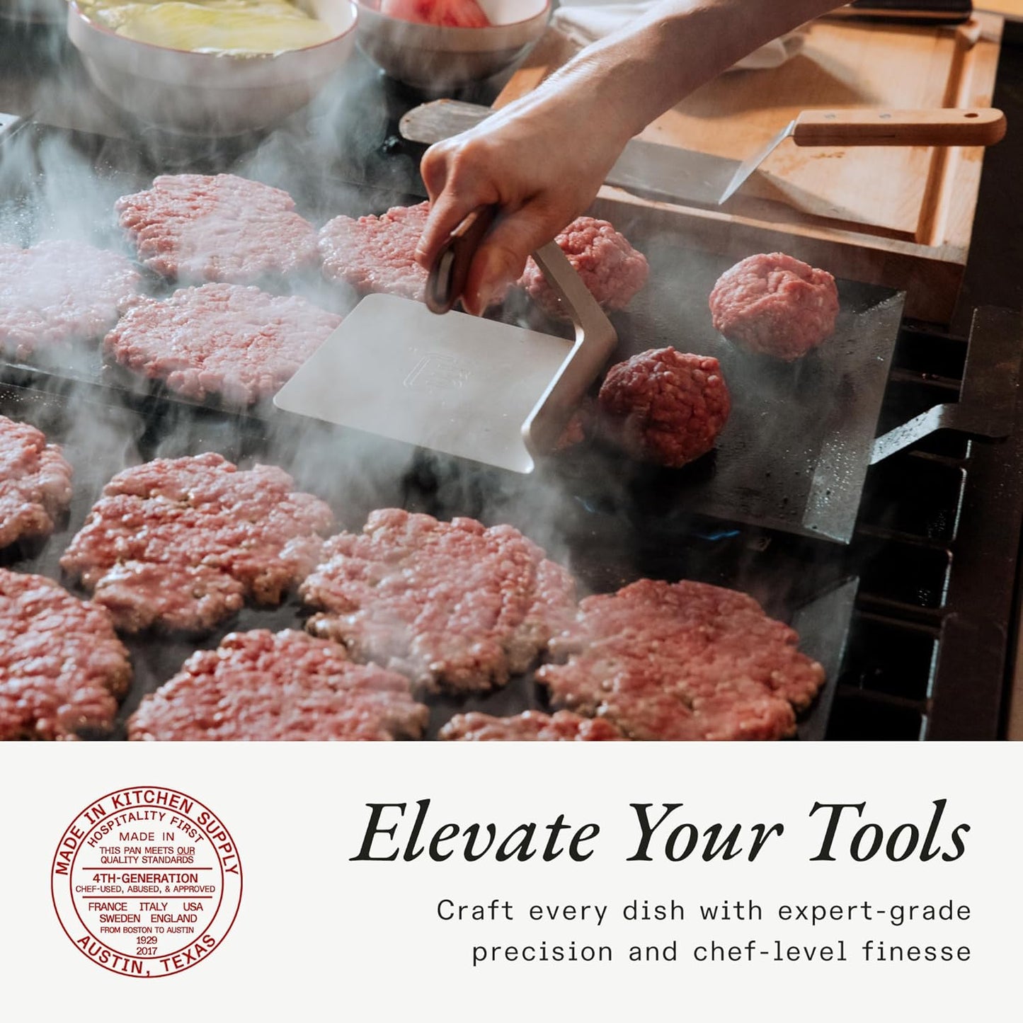 Made in Cookware - Carbon Steel Griddle + Grill Press - (Like Cast Iron, but Better) - Professional Cookware - Crafted in Sweden - Induction Compatible