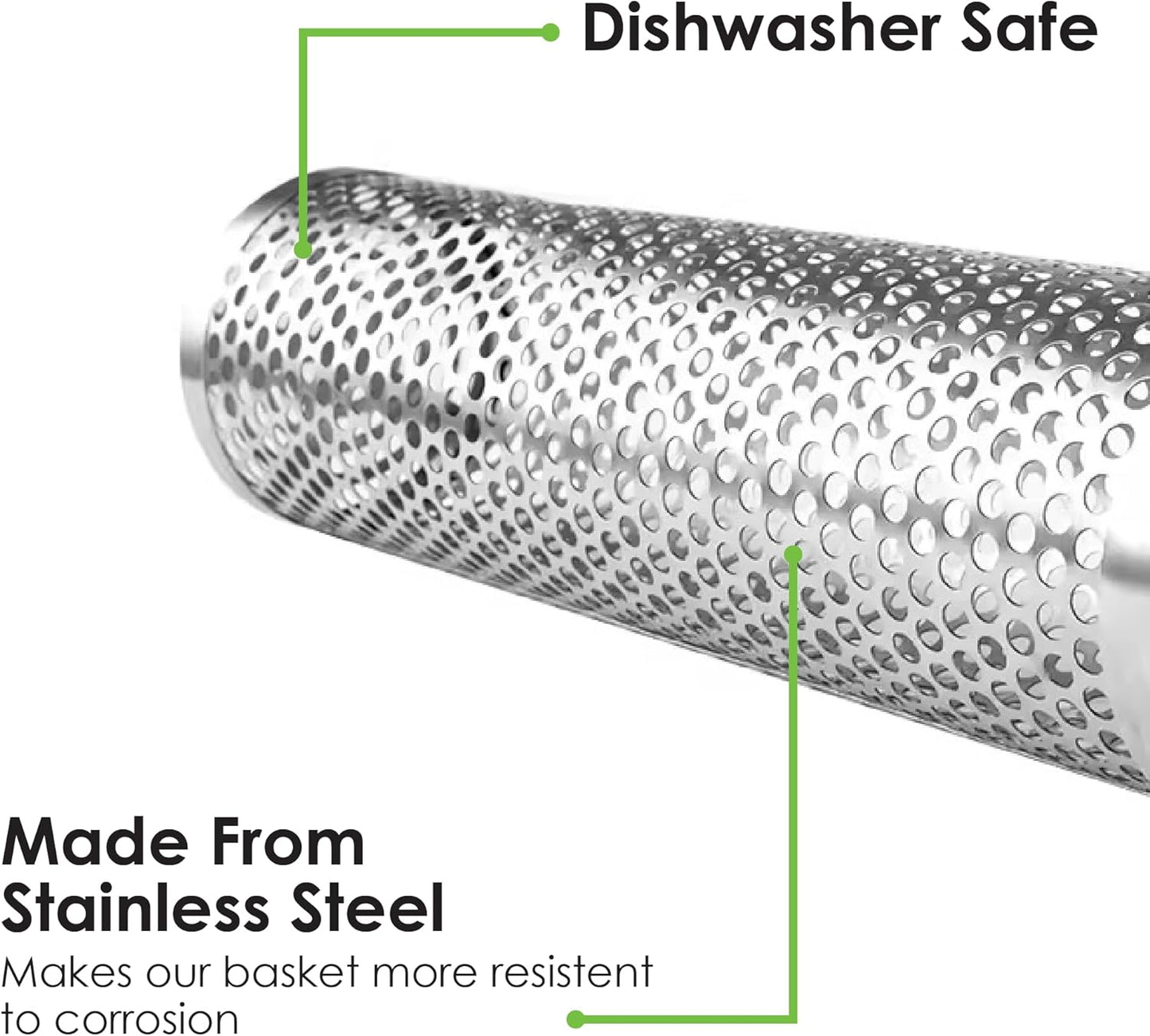 2Pcs Large Nesting Rolling Grill Baskets for Outdoor Grill, USA Based, Commercial Grade, 304 Stainless Steel BBQ round Grilling Baskets with Wood Handles Set with Oil Pourer/Brush and Grill Glove
