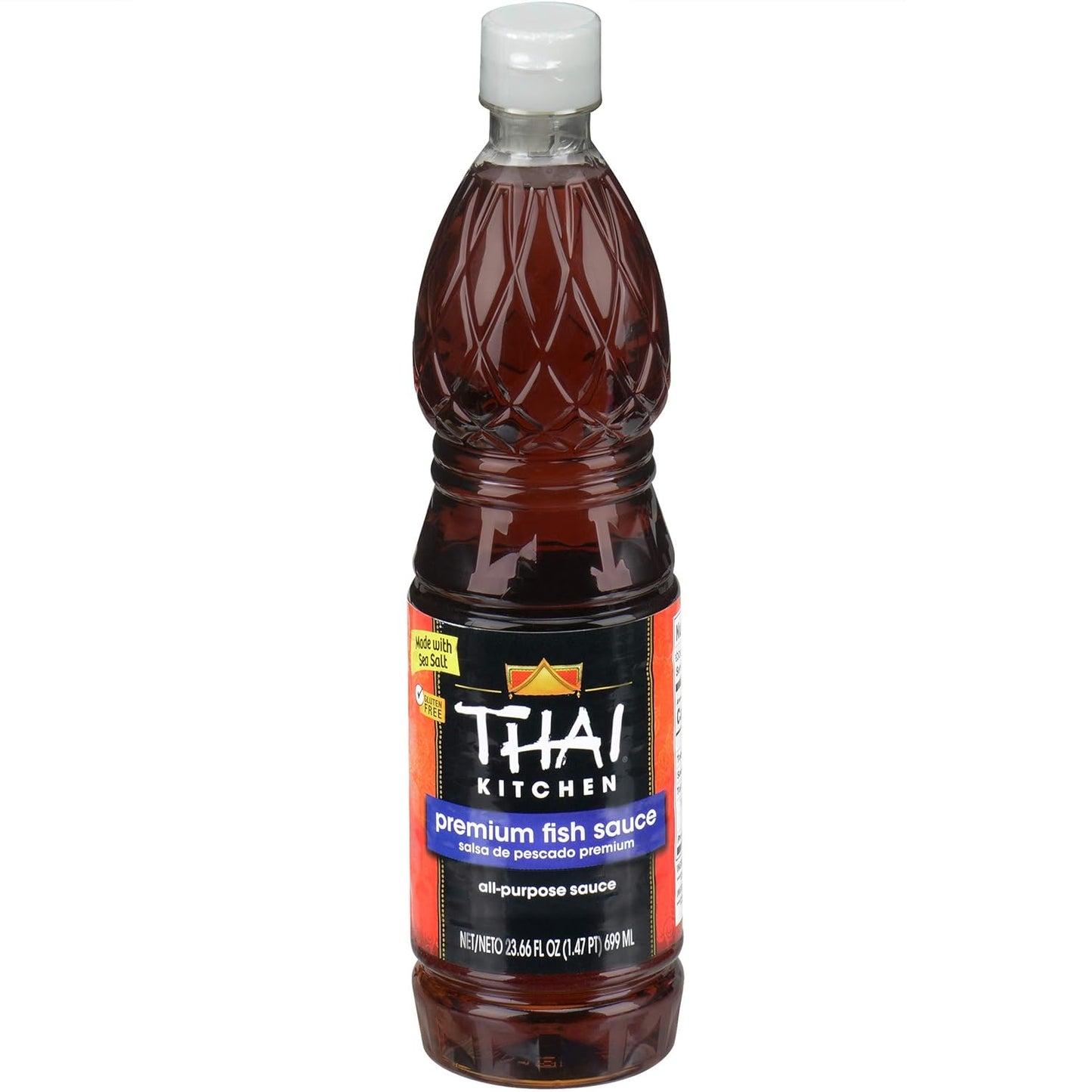 Thai Kitchen Premium Fish Sauce, 23.66 Fl Oz - One 23.66 Fluid Ounce Bottle of Fish Sauce Crafted for Dressings and Marinades for a Sweet, Tangy and Spicy Flavor