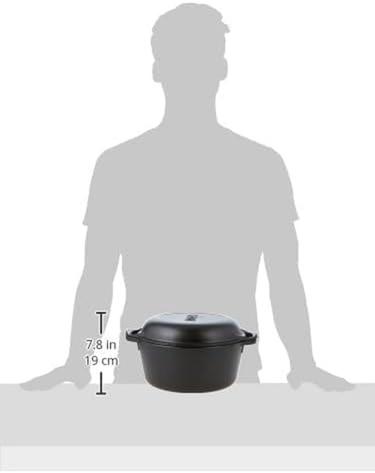 Lodge 5 Quart Cast Iron Double Dutch Oven – Pre-Seasoned – Lid Converts to 10.25" Skillet – Pfas-Free – Made in USA – Dual Handles – Oven, Grill, Campfire & Stovetop Safe – Durable & Non-Toxic
