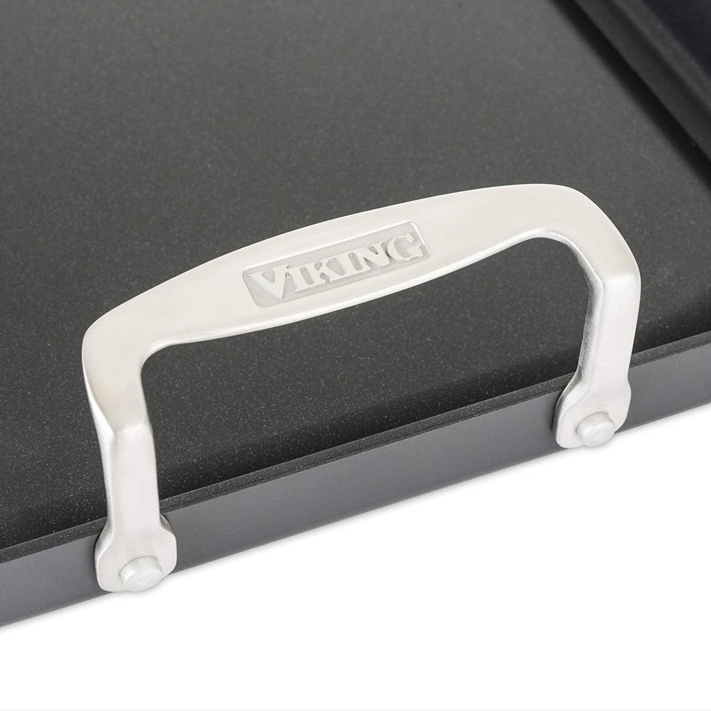 Viking Non Stick Double Burner Griddle, Hard Anodized Nonstick Kitchen Cookware Grill Pan with Handles, Oven Safe, Works on Electronic, Ceramic, and Gas Stove Tops, 19 X 11 Inch
