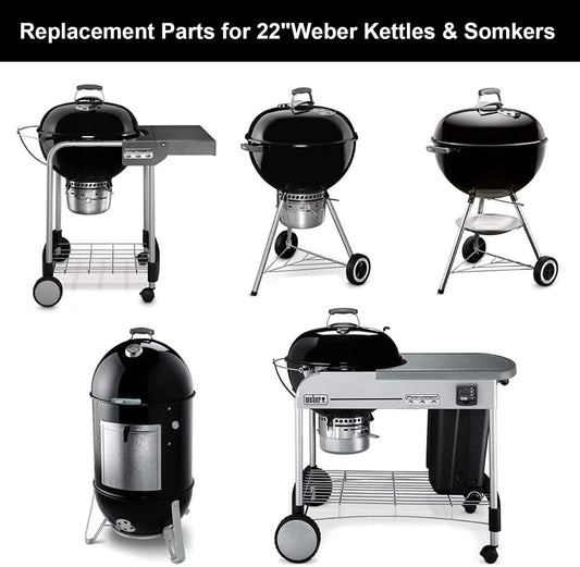 8835 round Grill Grate for Weber Platinum 22" Kettle Grill Accessories, for Weber Gourmet BBQ System Hinged Cooking Grate,22.5'' Weber Charcoal Grills, Master-Touch 22'' Kettle,Smokers,Matte Cast Iron