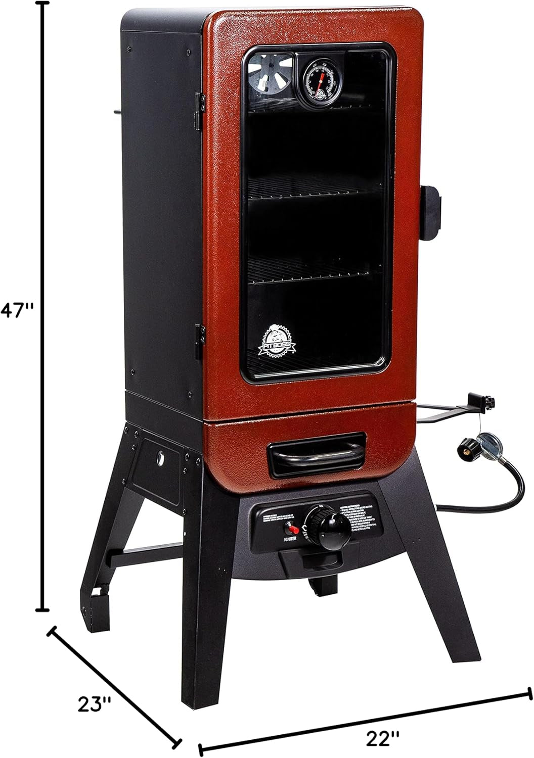 Pit Boss Grills PBV3G1 Vertical Smoker, Red Hammertone 684 Sq Inches (Pack of 1)