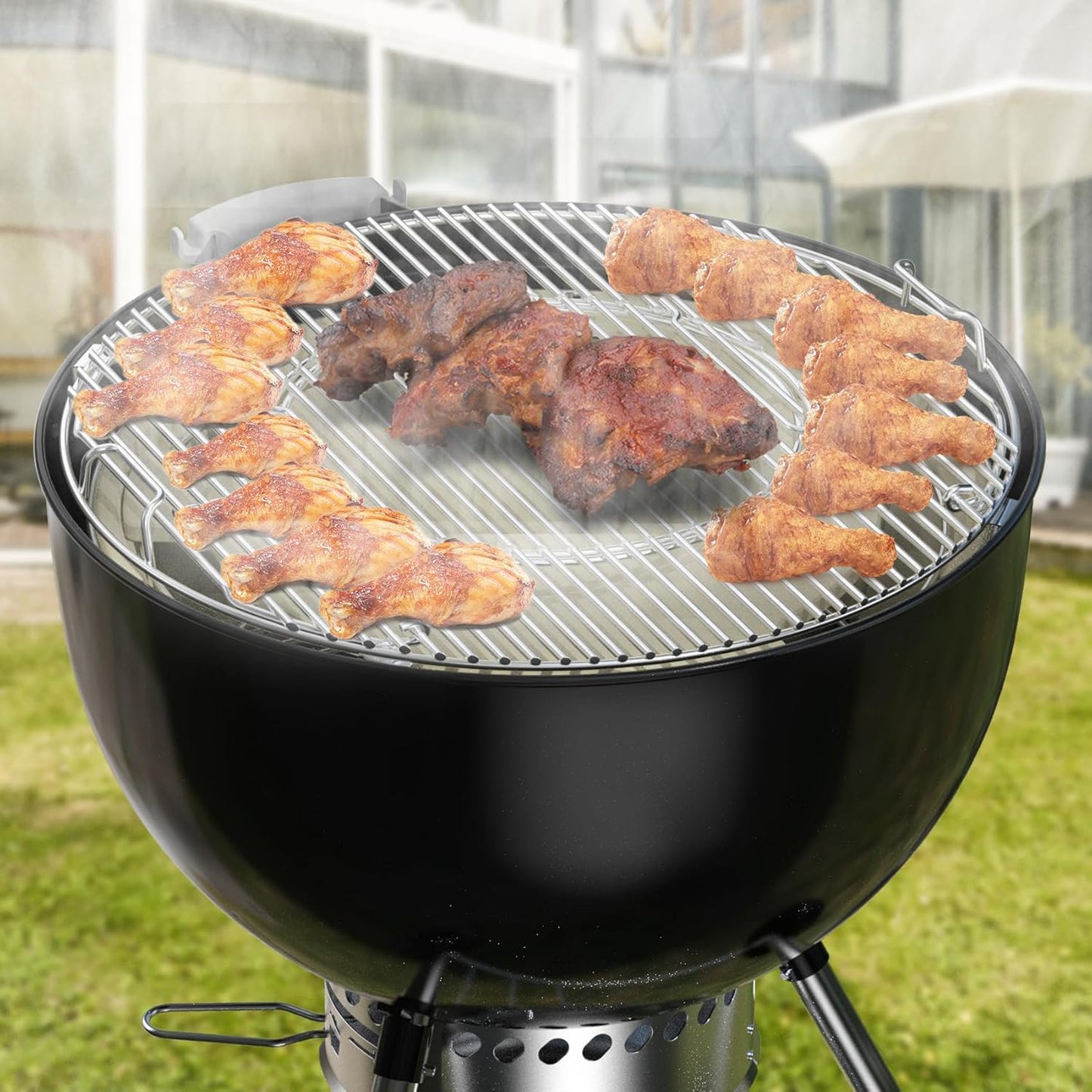 Charkettle Charcoal Firebox Kit, Ceramic Basket with Heat Deflector Compatible with Weber 22-Inch Kettle Charcoal Grills