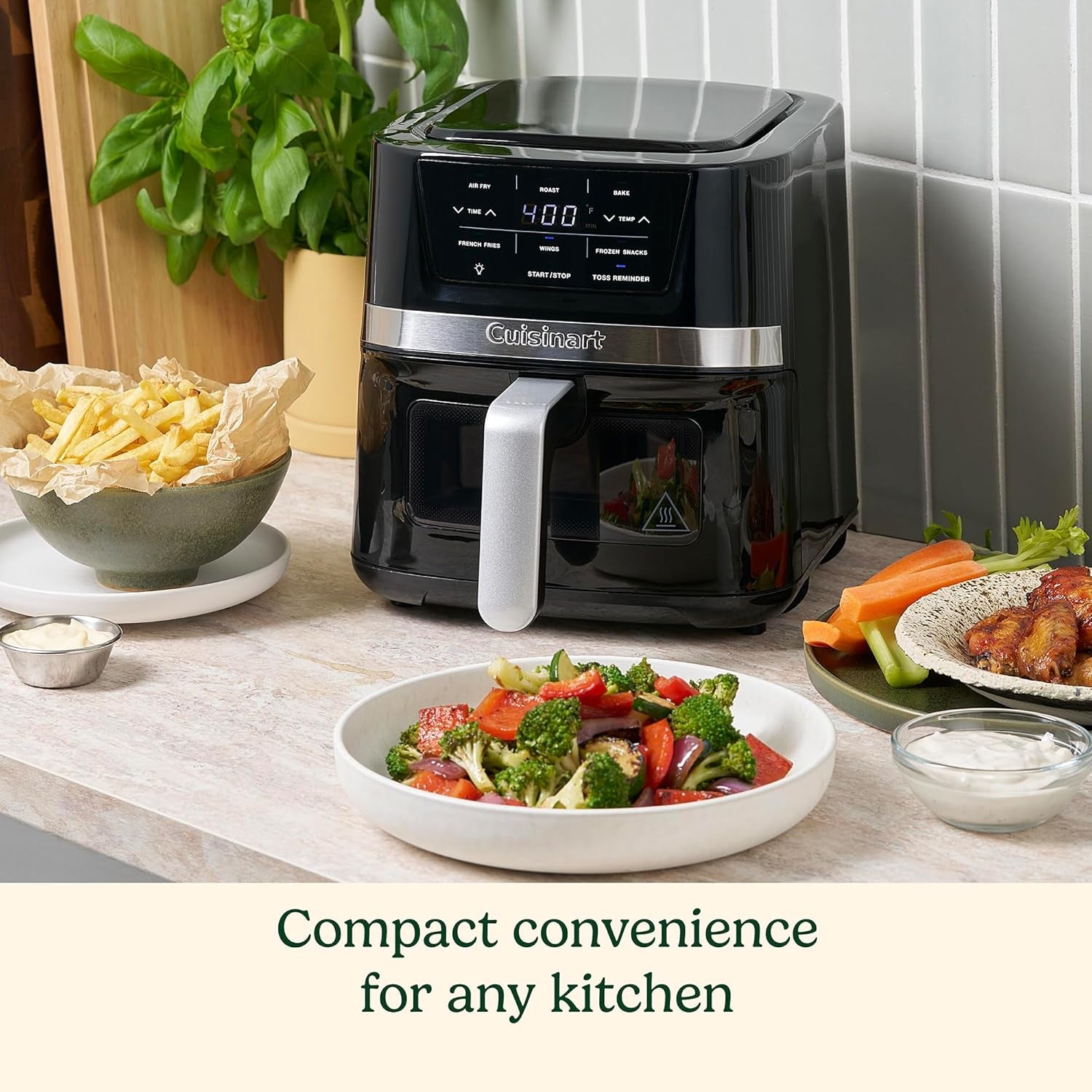 Cuisinart Air Fryer Oven, 2.6-Qt Basket Stainless Steel Air Fryer, Kitchen Dishwasher-Safe Parts with 3 Presets to Roast, Bake, & Air Fry, Quick & Easy Electric Fryer Meals, AIR-80