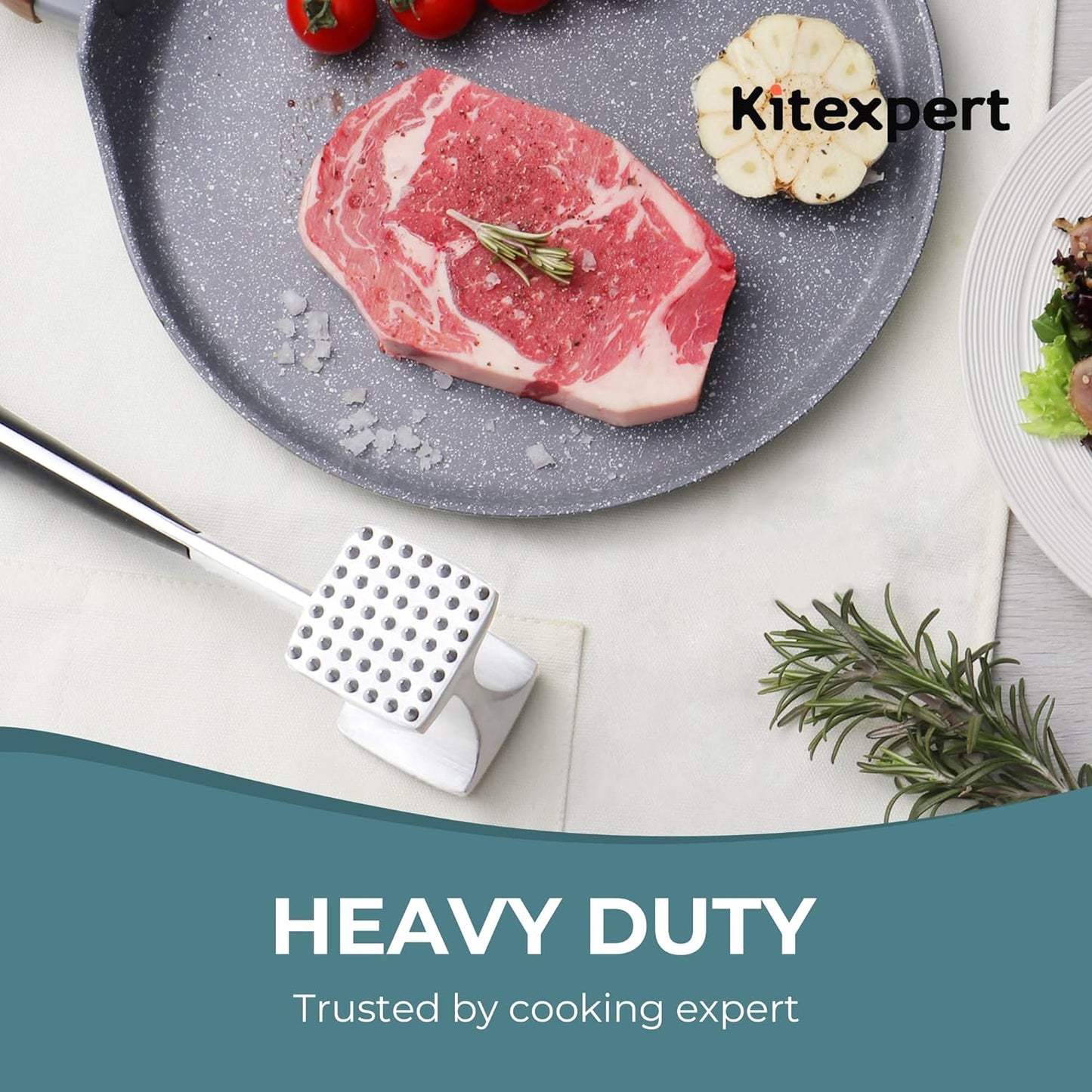 KITEXPERT Meat Tenderizer Hammer with Comfortable-Grip Handle, Dual-Side Mallet for Kitchen, Heavy Duty Pounder for Tenderizing Steak, Beef and Fish