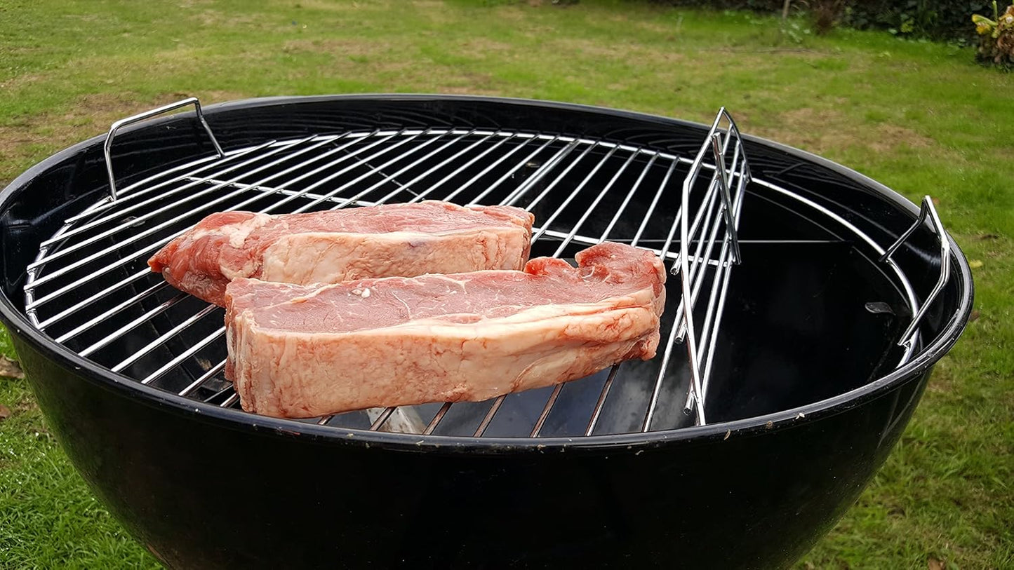 BBQ Dragon 22 Inch Rotating Grill Grate – Hinged Cooking Surface for Easy Charcoal Access – Heavy Duty 360° round Rotating Grate Replacement – Fits Weber Kettle & Other Charcoal Grills