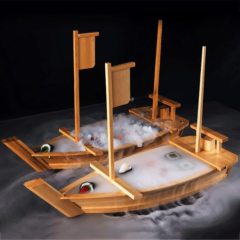 20 Inch Wooden Sushi Boat Serving Tray, Large Sushi Boat Plate for Sashimi Board Seafood Party, Great for Sushi Restaurant or Home (20.4Inch/52Cm)