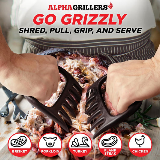 Alpha Grillers Meat Shredder Claws - Fathers Day Gifts for Dad - BBQ Grilling Accessories Gift for Men Him Husband Boyfriend Birthday - Barbecue Grill Puller for Shredding Pulled Pork Chicken