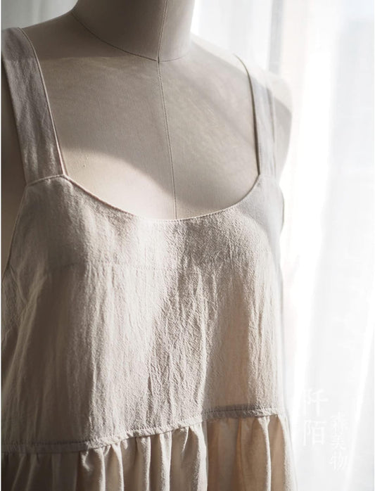 Uaussi Cotton Linen Apron Cross Back Work Apron for Women with Pockets Pinafore Dress X Cross Halter Apron for Chef Gardening