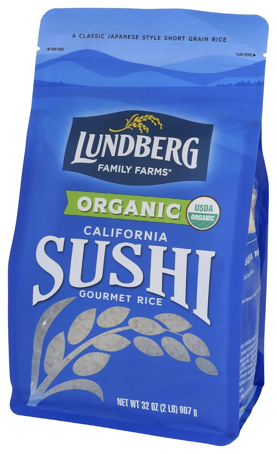 Lundberg Family Farms - Organic California Sushi Rice, Japanese Style Short Grain Rice, Perfectly Sticky, Pantry Staple, Non-Gmo, Gluten-Free, USDA Certified Organic, Vegan, Kosher (32 Oz) (Pack of 2)