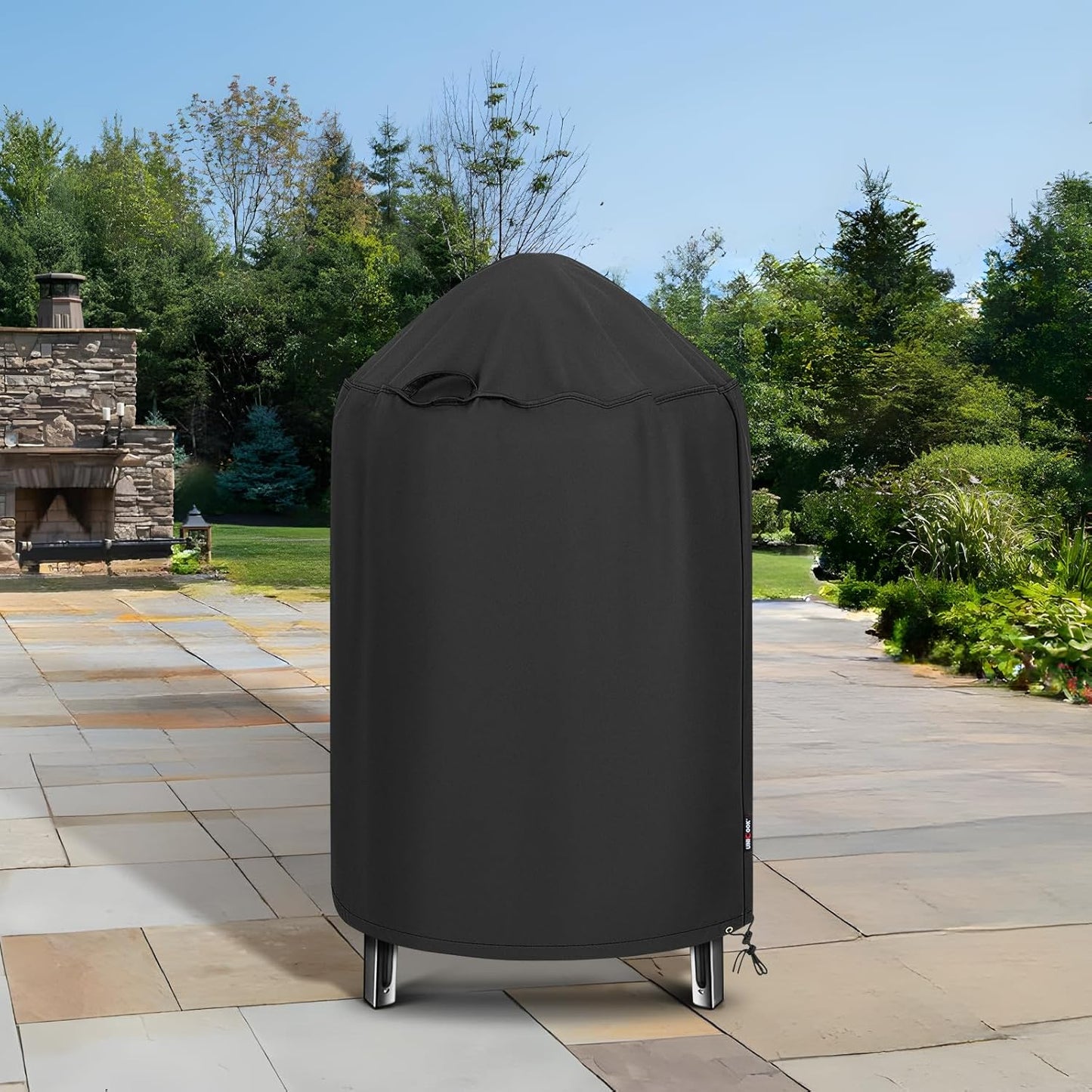 Unicook round Smoker Cover 30 Inch, Heavy Duty Waterproof Charcoal Kettle BBQ Grill Cover, Fade Resistant Barrel Protector, Fits Weber Char-Griller Akorn Kamado and More, 30" Dia X 36" H