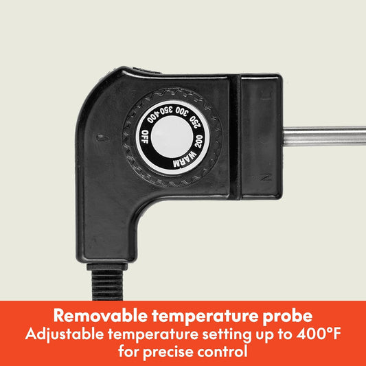 BELLA Electric Griddle & Flat Grill with Nonstick Large Cooking Surface and Removable Probe for Eggs, Tortillas, Pancake and More, 10.5" X 20", Black