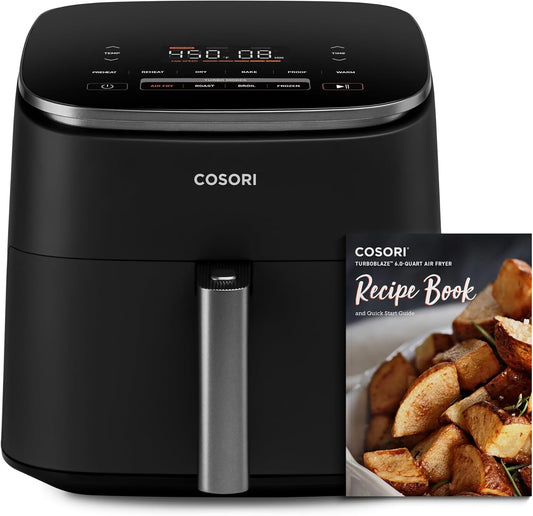 COSORI Air Fryer Turboblaze 6.0-Quart Compact Airfryer & Air Fryer Liners, 100 PCS Square Disposable Paper Liners & Air Fryer Accessories