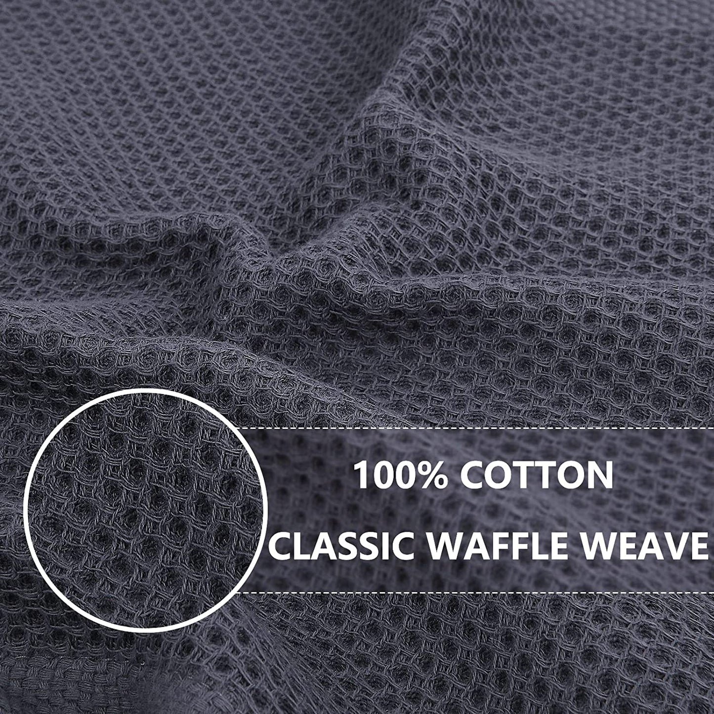 Homaxy 100% Cotton Waffle Weave Kitchen Dish Cloths, Ultra Soft Absorbent Quick Drying Dish Towels, 12 X 12 Inches, 6-Pack, Dark Grey