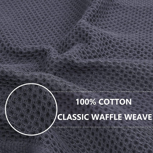 Homaxy 100% Cotton Waffle Weave Kitchen Dish Cloths, Ultra Soft Absorbent Quick Drying Dish Towels, 12 X 12 Inches, 6-Pack, Dark Grey
