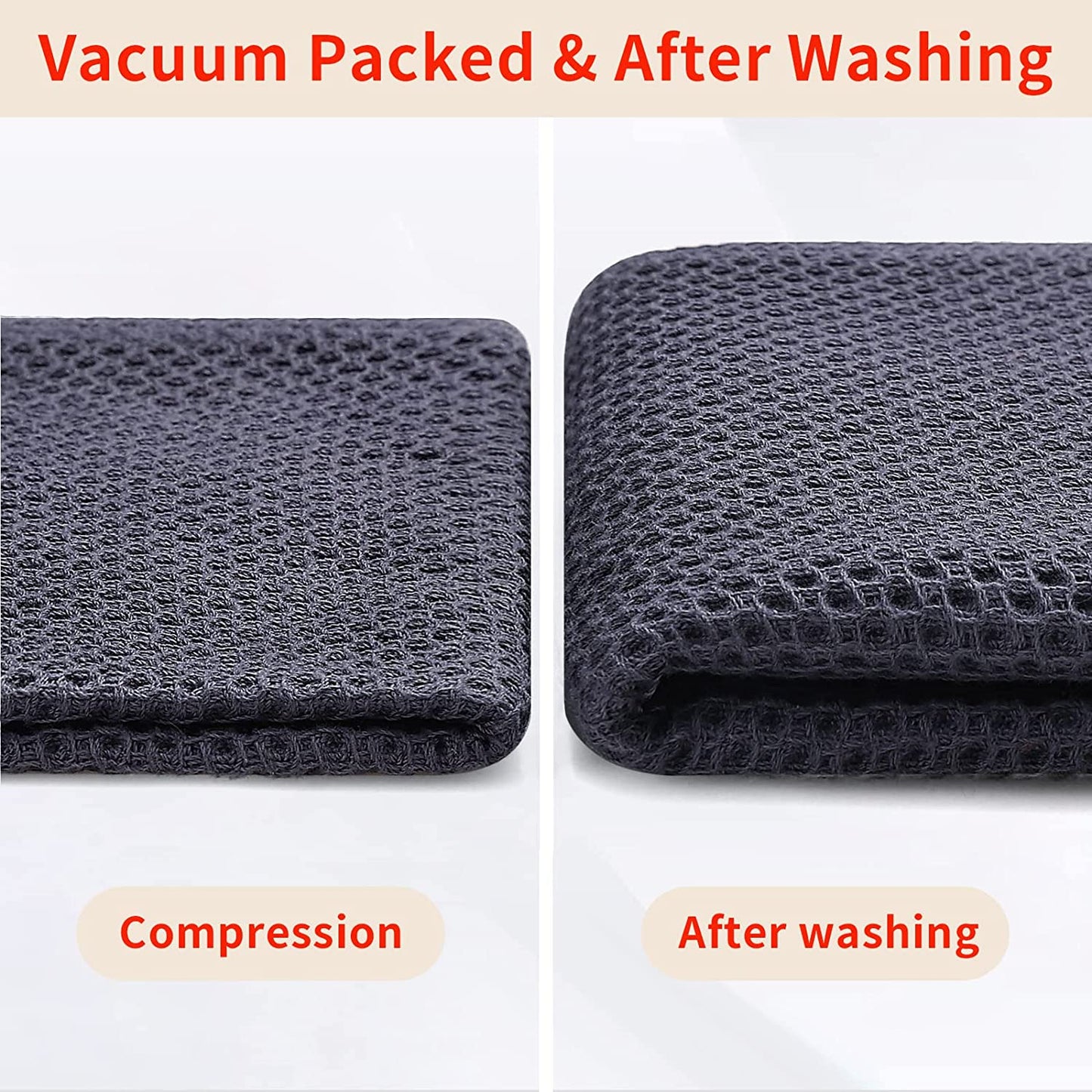 Homaxy 100% Cotton Waffle Weave Kitchen Dish Cloths, Ultra Soft Absorbent Quick Drying Dish Towels, 12 X 12 Inches, 6-Pack, Dark Grey