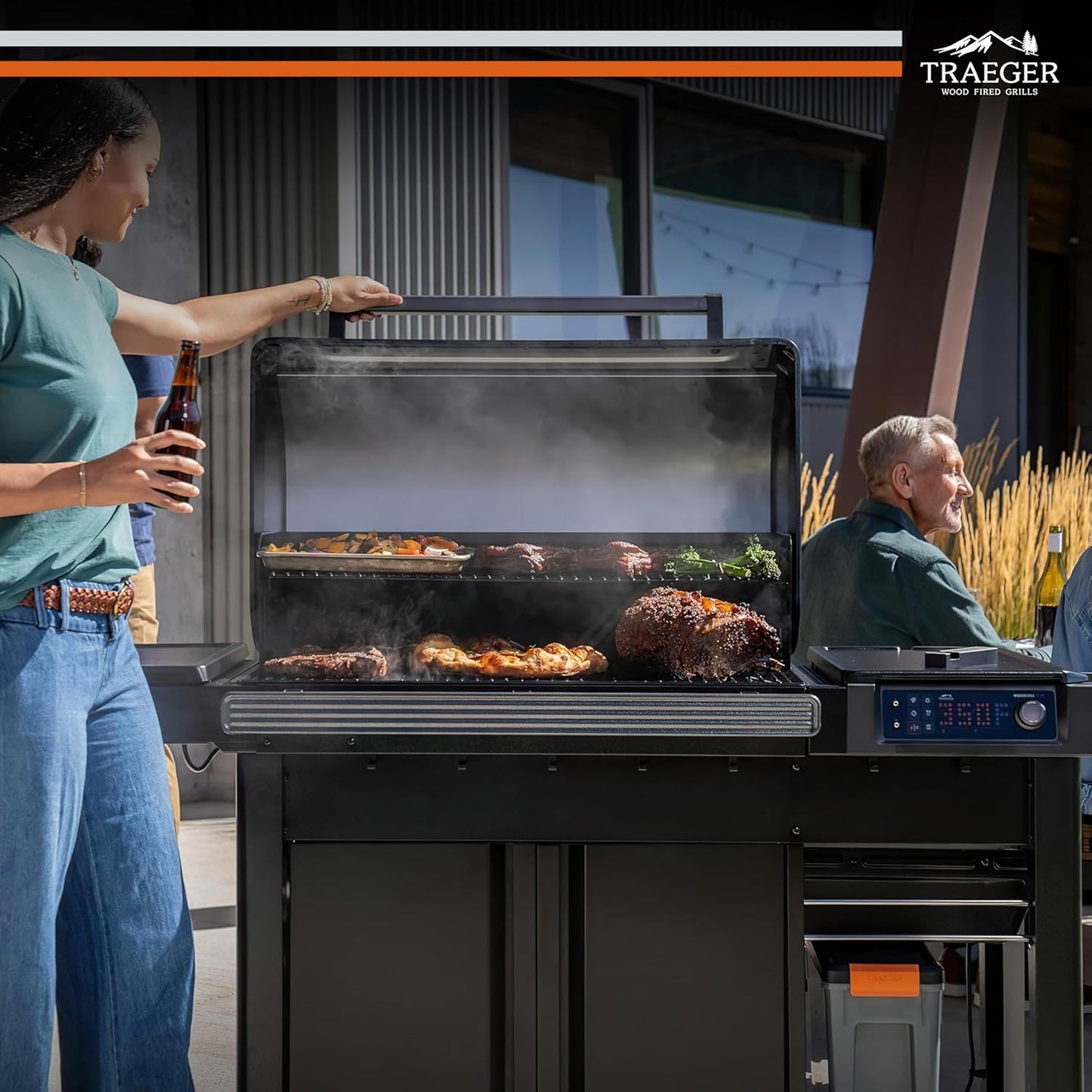 Traeger Woodridge Elite Electric Wood Pellet Grill and Smoker, 970 Sq. In., Side Sear Station, Wifire Technology, Super Smoke Mode, Outdoor Pellet Smoker Grill with Insulated Body, TFC97XLH