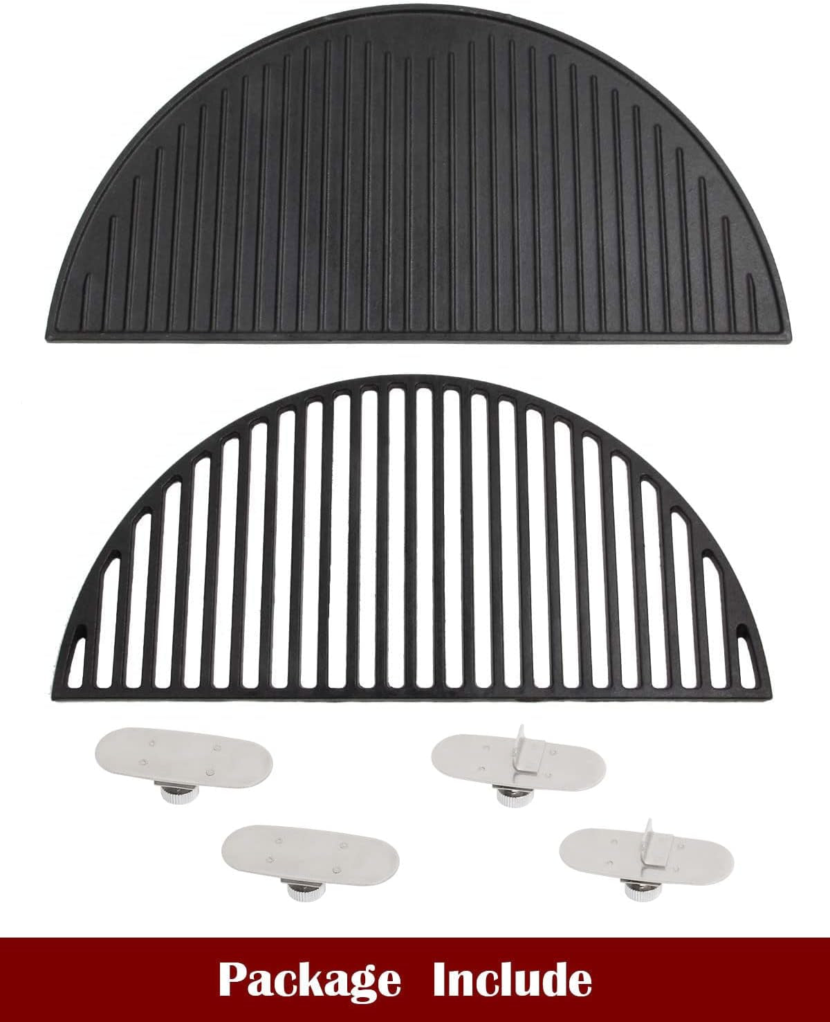 Kamaster 22" Half Moon Cast Iron Cooking Grate Grill Accessory Replaces for Weber Charcoal Grill Half Moon Grate+Griddle+4 Support Extension,Cooking Grate for Weber 22