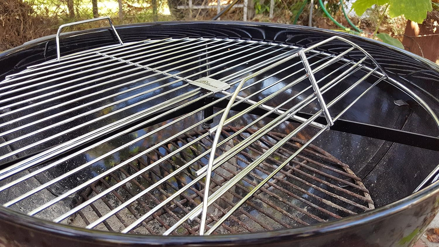 BBQ Dragon 22 Inch Rotating Grill Grate – Hinged Cooking Surface for Easy Charcoal Access – Heavy Duty 360° round Rotating Grate Replacement – Fits Weber Kettle & Other Charcoal Grills