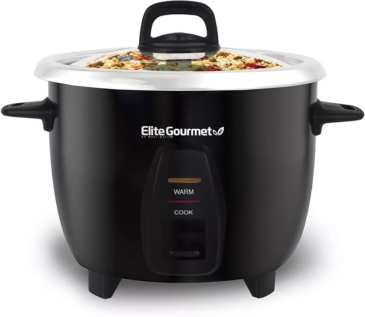 Elite Gourmet ERC2010B Electric Rice Cooker with Stainless Steel Inner Pot Makes Soups, Stews, Porridge'S, Grains and Cereals, 10 Cups Cooked (5 Cups Uncooked), Black