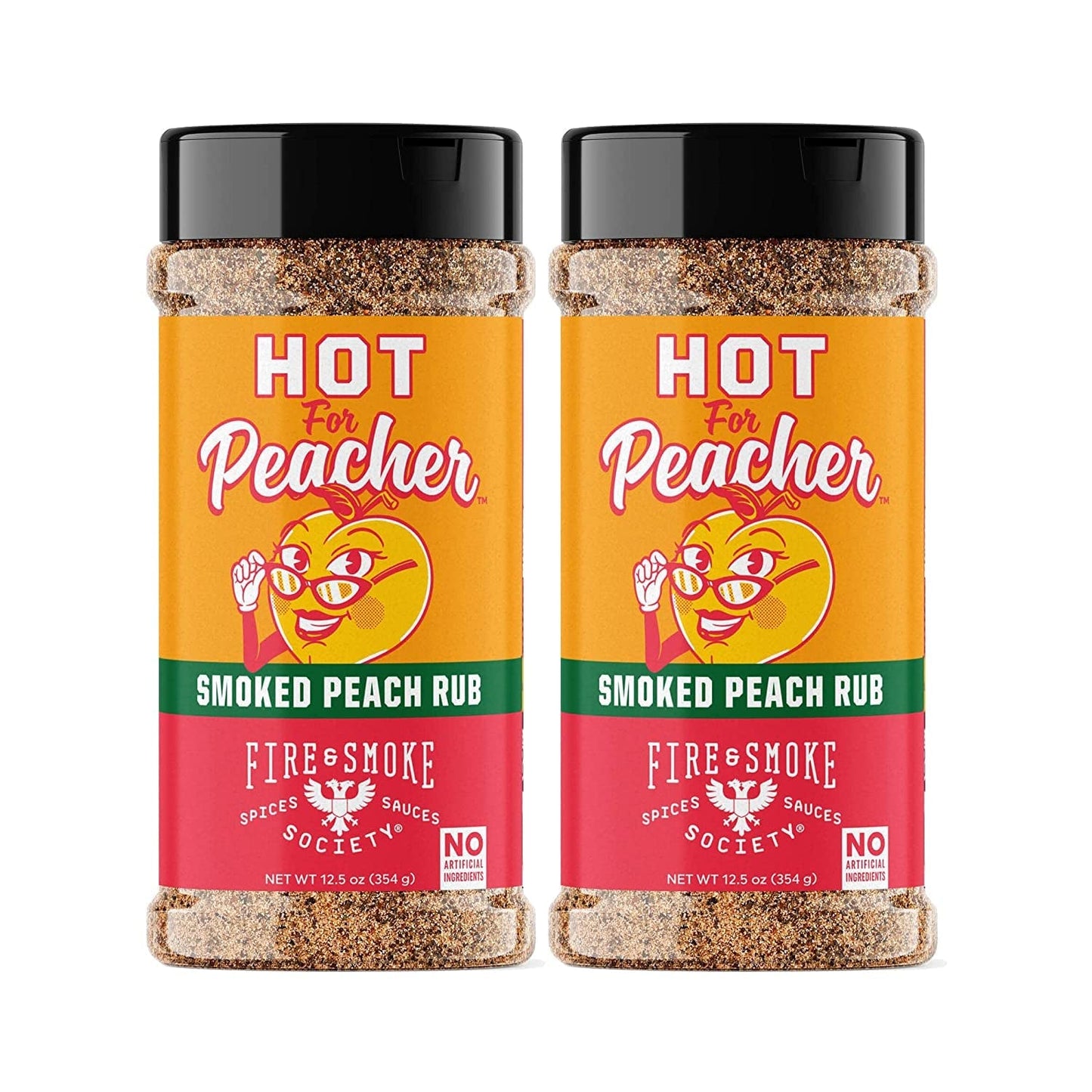 Fire & Smoke Society Hot for Peacher Smoked Peach BBQ Rub Seasoning for Smoking and Grilling Meat, Pork Ribs Chops, Poultry, Turkey, Burger, Chicken Wings, Barbecue Dry Rubs and Spices, 2-Pack