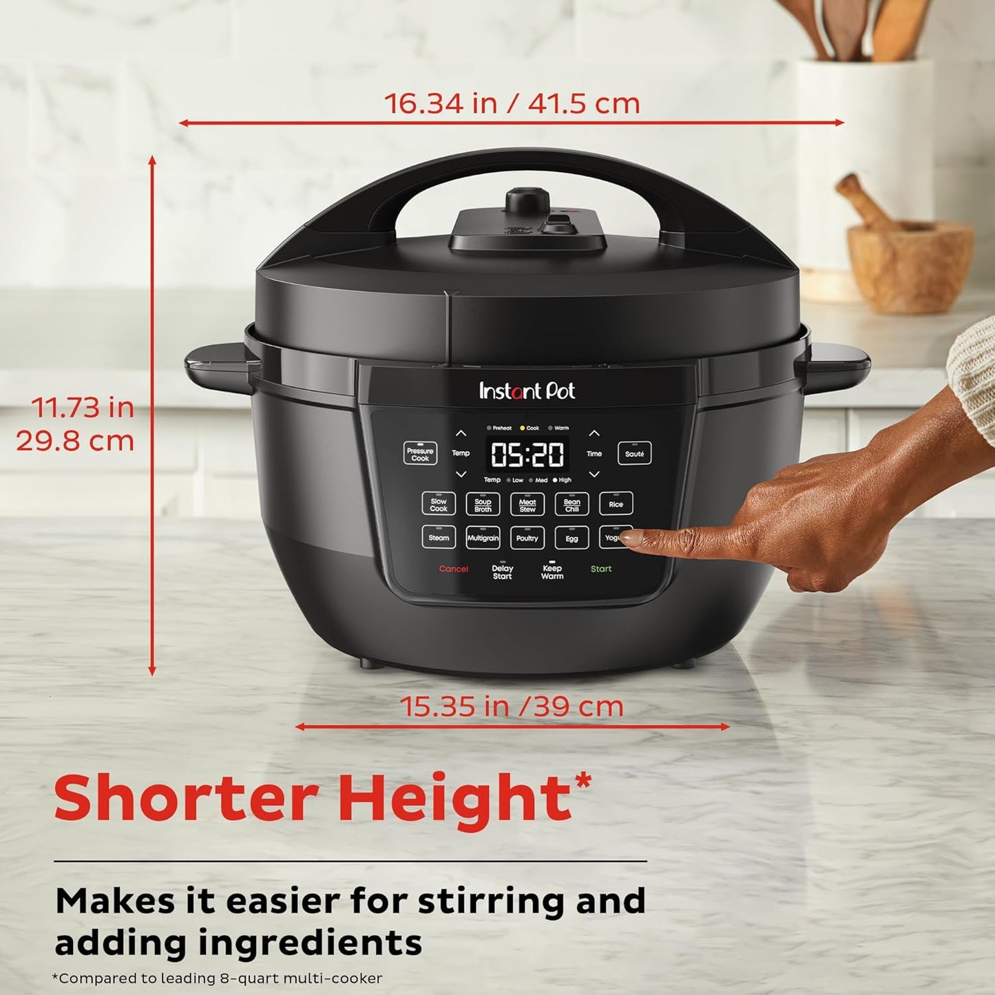 Instant Pot RIO Wide Base, 7.5 Qt, Large Searing Base, Whisperquiet Steam Release, 7-In-1 Multi-Cooker, Pressure, Slow, Rice, Steamer, Sauté, Yogurt & Warmer