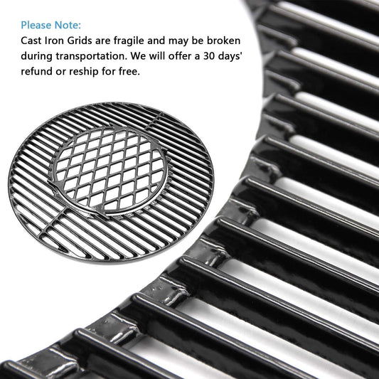 Hongso 8835 21.5 Inch Non-Stick Polished Porcelain Coated Grill Grates for Weber Original Kettle Premium 22 Inch Charcoal Grill, 22" Weber Performer Premium, Deluxe Charcoal Grill, 22'' Smokers
