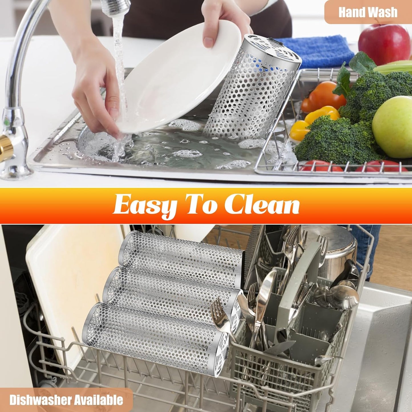 Grill Basket for Outdoor Camping,Bbq Grill Basket, Rolling Grilling Basket, Stainless Steel Grill Mesh Barbeque Grill Accessories, Portable Grill Baskets for Fish, Meat, Gifts for Men Dad Husband