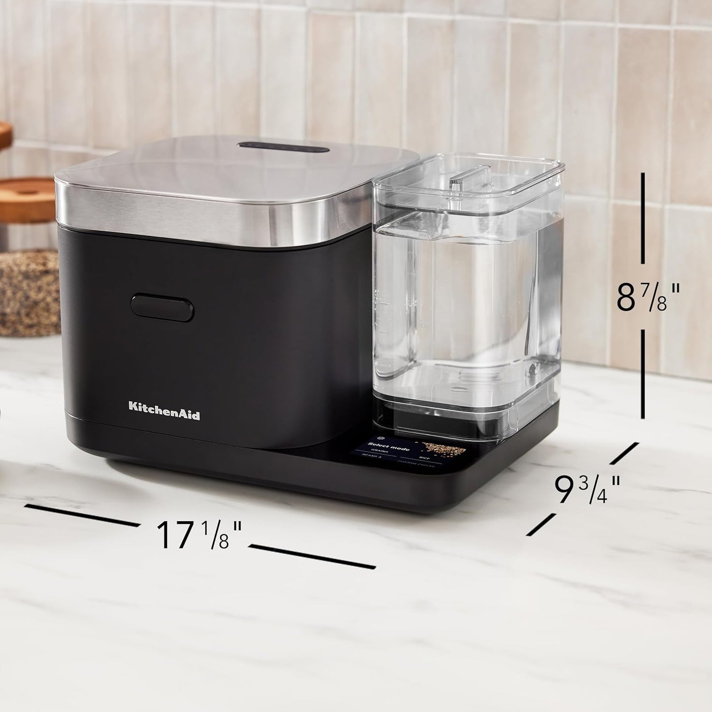 Kitchenaid Grain and Rice Cooker 8 Cup with Automatically Sensing Integrated Scale + Water Tank, KGC3155BM