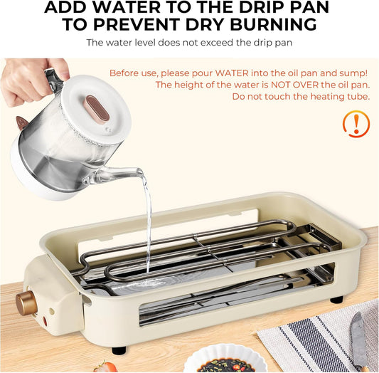 Pukomc Electric Indoor Grill,2 in 1 Indoor Grills for Kitchen with Grill Net & Non-Stick Cooking Removable Plate, Temperature Control, Dishwasher Safe, 1500W Smokeless Barbecue