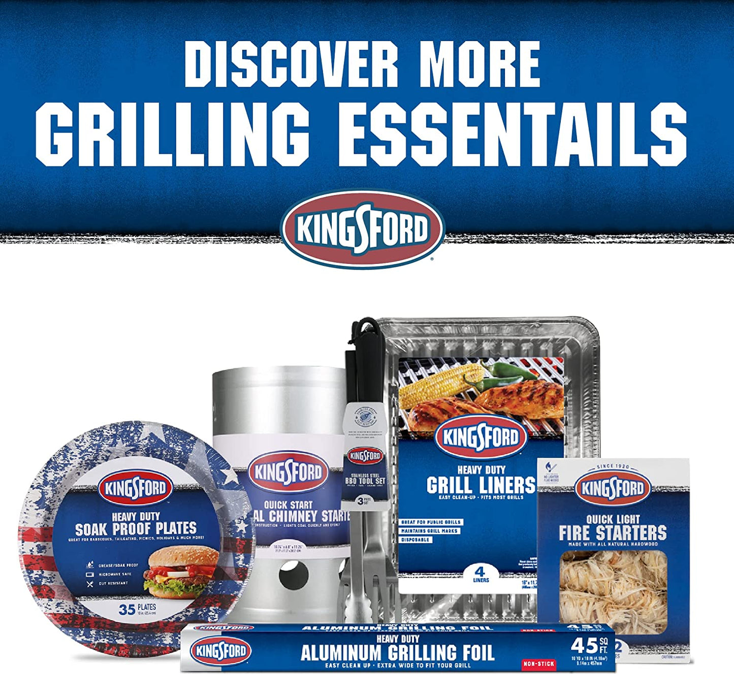 KINGSFORD Heavy Duty Deluxe Charcoal Chimney Starter | BBQ Chimney Starter for Charcoal Grill and Barbecues, Compact Easy to Use Chimney Starters and BBQ Grill Tools, Silver