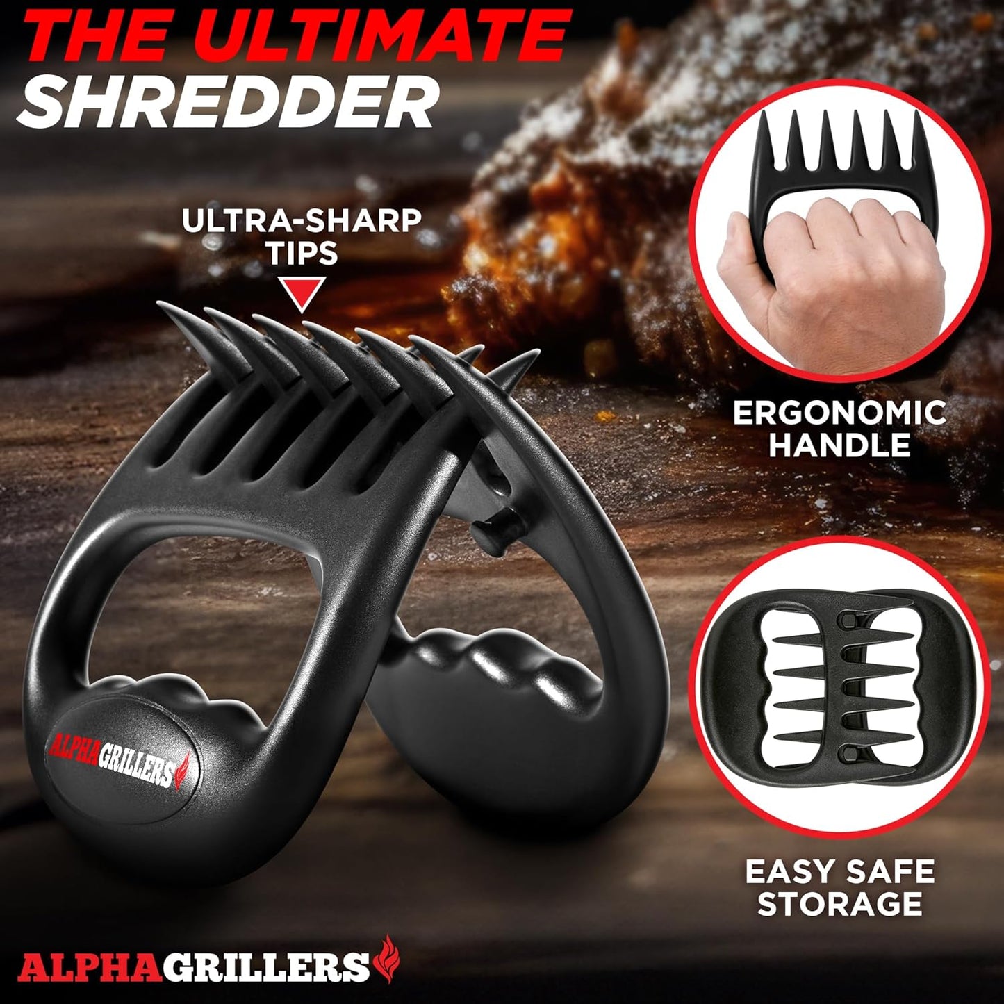 Alpha Grillers Meat Shredder Claws - Fathers Day Gifts for Dad - BBQ Grilling Accessories Gift for Men Him Husband Boyfriend Birthday - Barbecue Grill Puller for Shredding Pulled Pork Chicken