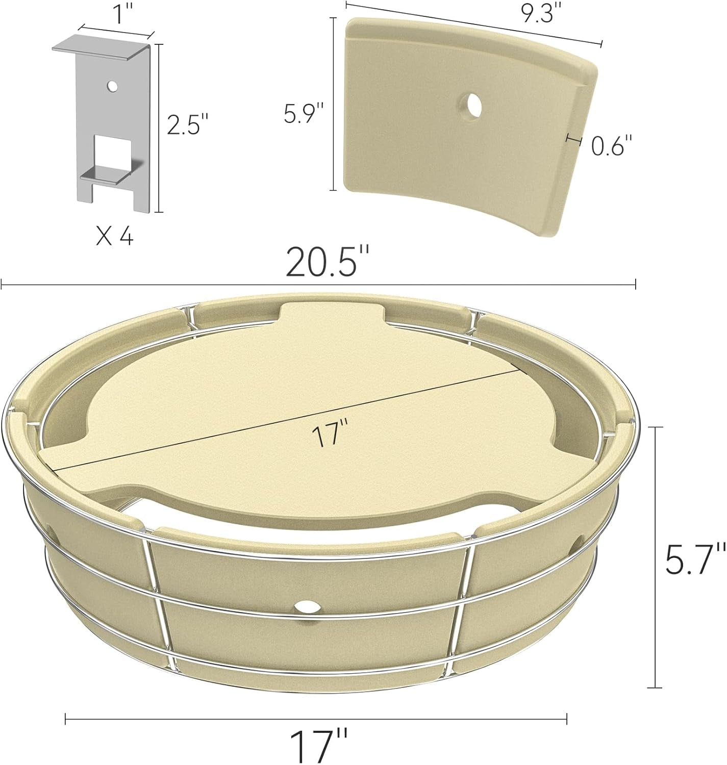 Charkettle Charcoal Firebox Kit, Ceramic Basket with Heat Deflector Compatible with Weber 22-Inch Kettle Charcoal Grills