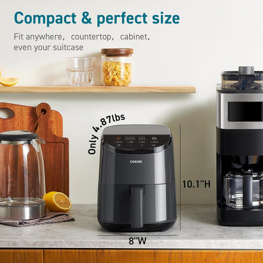 COSORI Air Fryer 2.1 QT, Small & Mini 4-In-1 Airfryer Ideal for Simple Meals and Snack, Easy to Leftover Food to Crispy, up to 97% Less Oil, 30 In-App Recipes, Nonstick & Dishwasher-Safe Basket